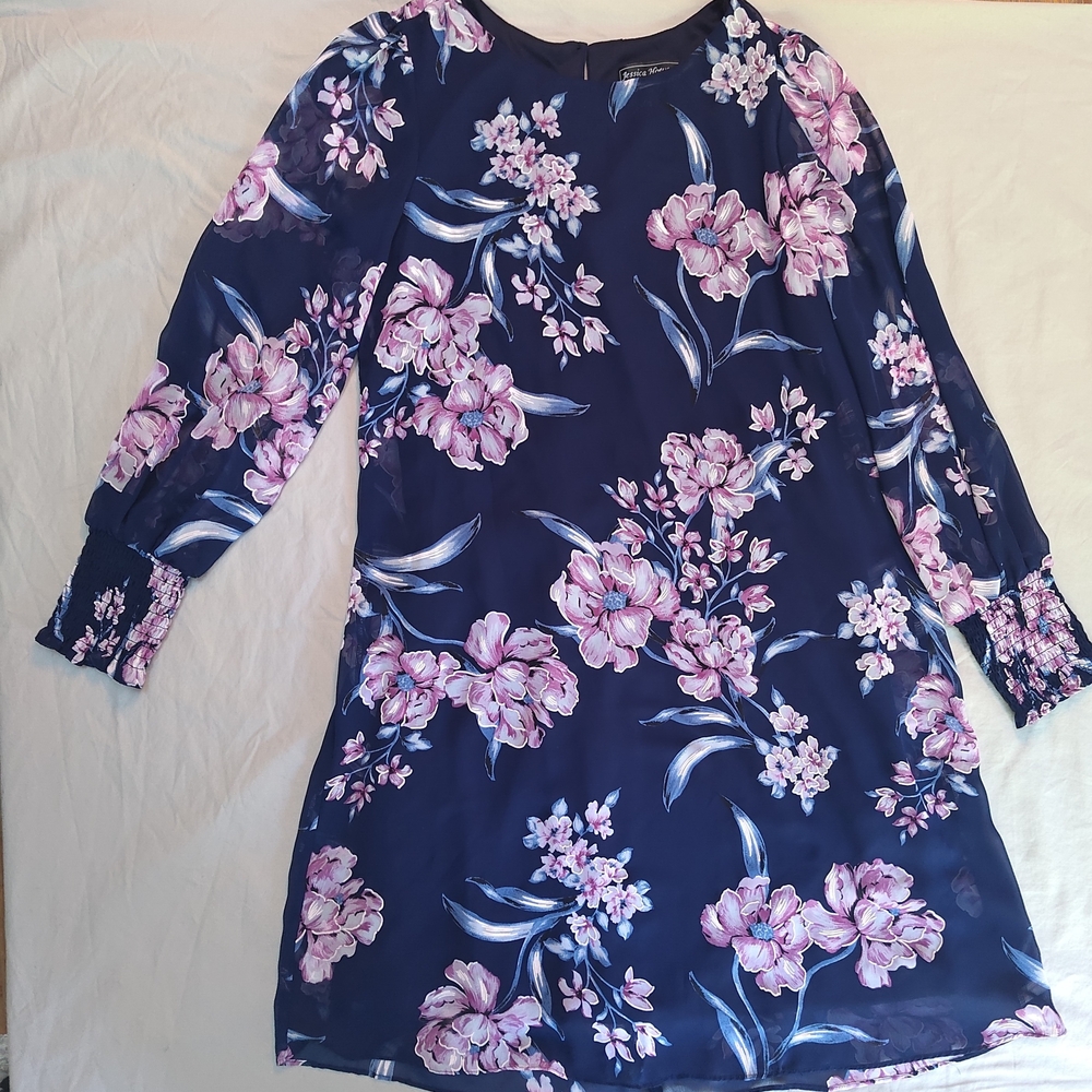 Jessica Howard Long Sleeve Dress in Navy and Pink Floral